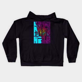 Manila, Philippines City Map Typography - Neon Kids Hoodie